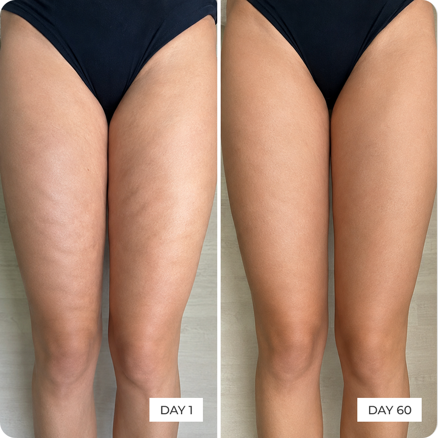 Before and after results on thighs