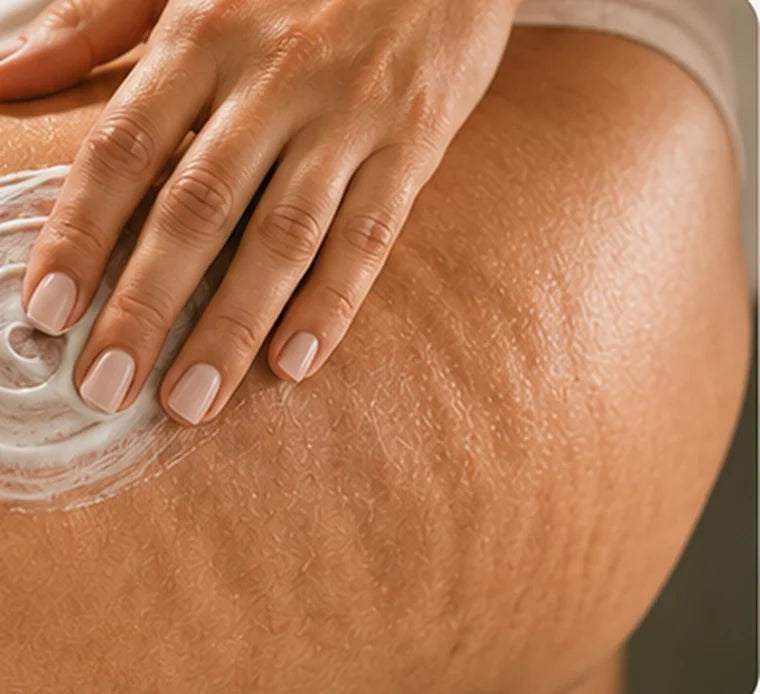Applying cream to cellulite