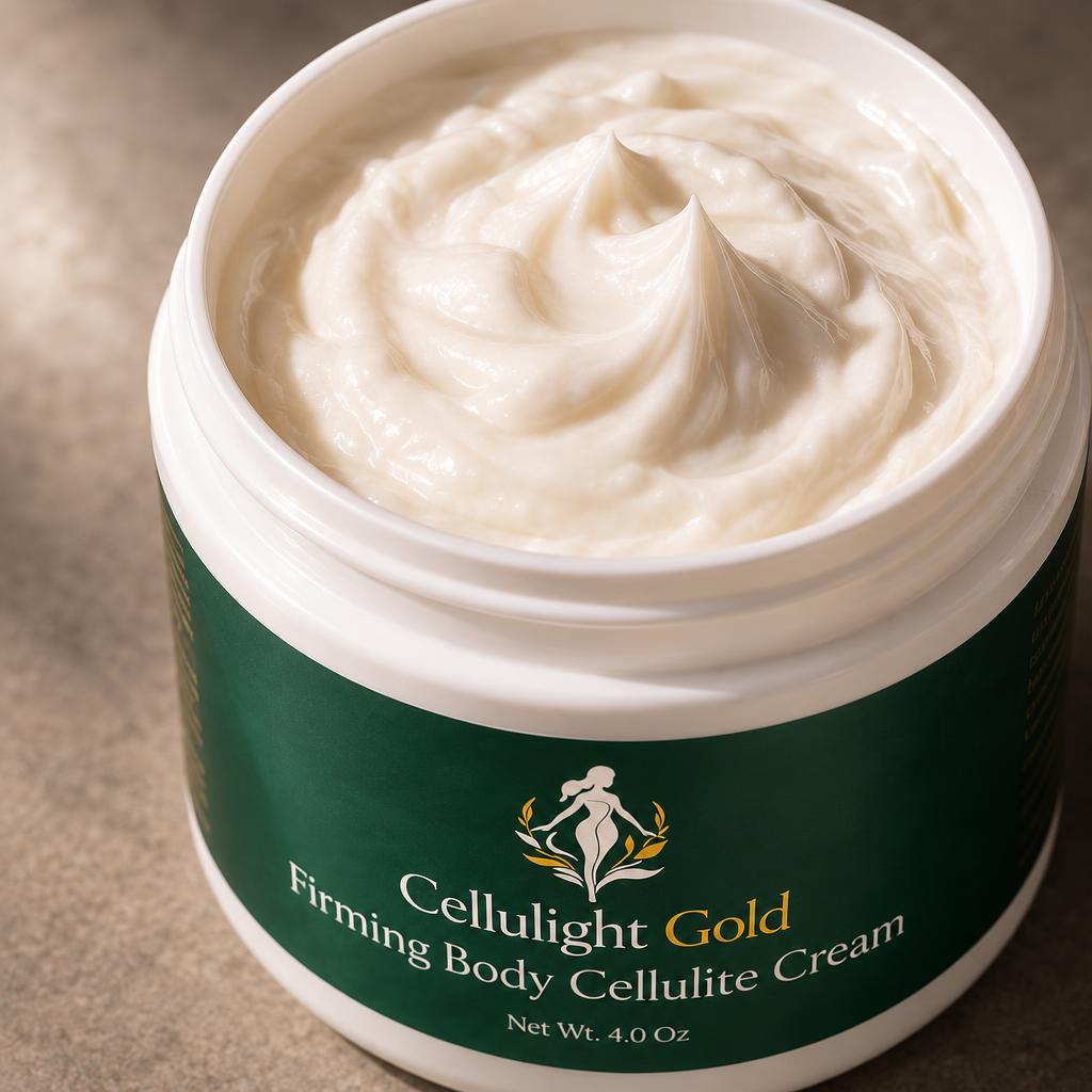 Close-up of whipped Cellulight Gold Cream texture in its open jar